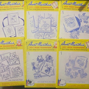 Aunt Martha's Hot Iron Transfers Choose: Design -  Use 0n Baby Quilt, Towels, Linens etc   - Paint, Embroider, Quilting etc. - Unopened