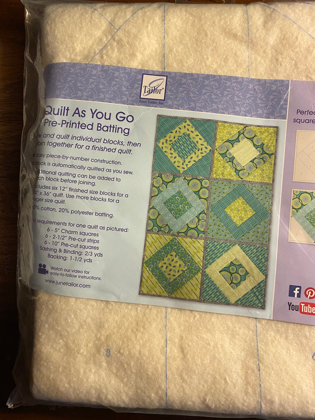 June Tailor Paris on Point Quilt as You Go Pre-printed Batting Sewing ...