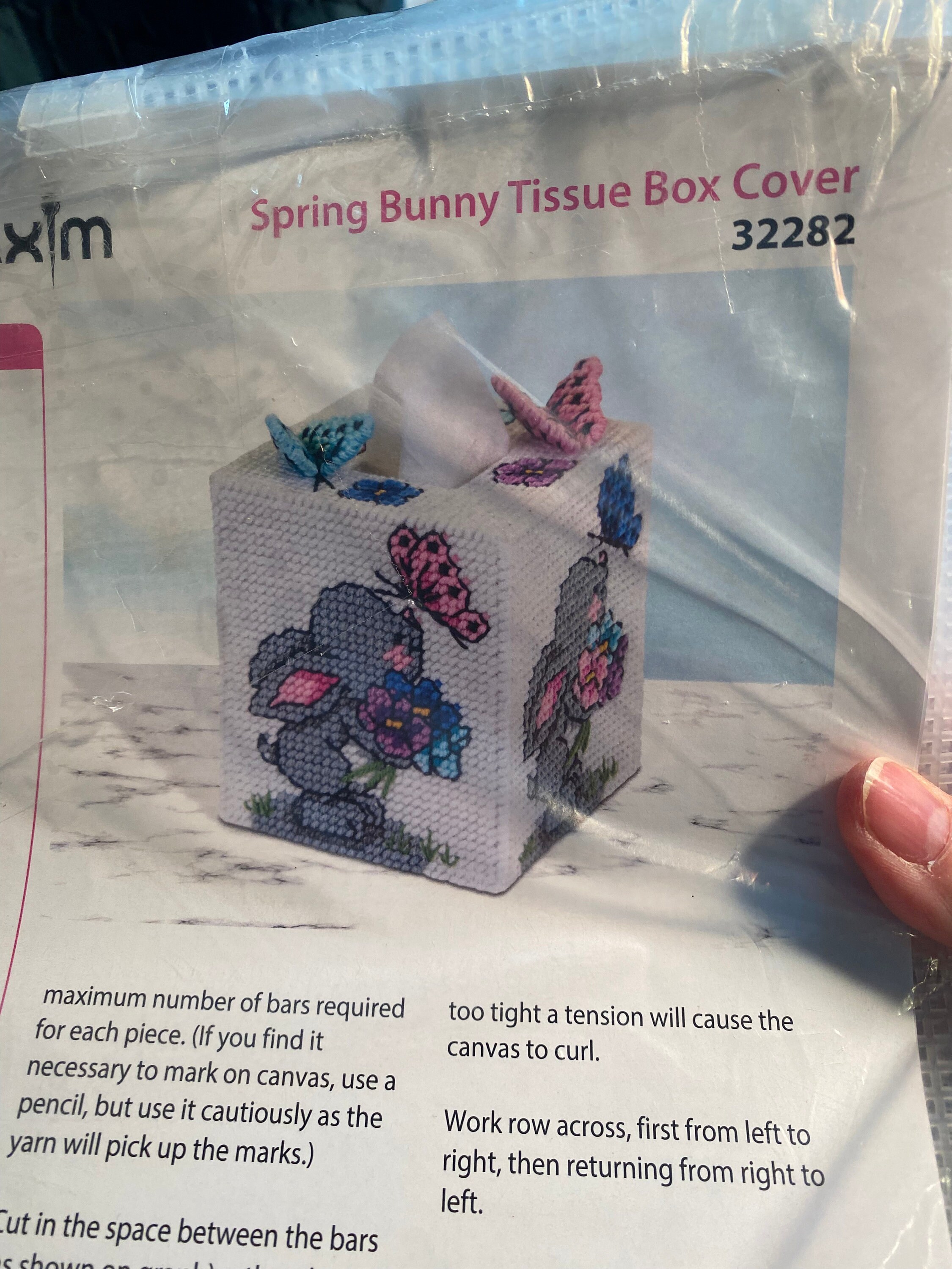 Issue Box Unopened Snowman and Bunny Tissue Box Cover Plastic Canvas / Stitch Unopened Kit ...