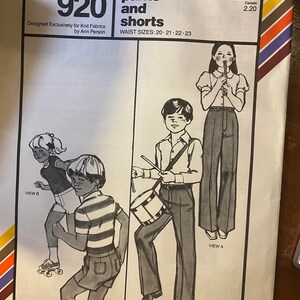 Children&#39;s Pants and Shorts Collection - Stretch & Sew 920 - Ann Person -  Sizes Waist 20&quot; to 23&quot; - uncut - 1979