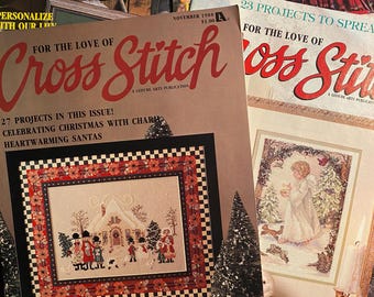 Revista For the Love of Cross Stitch - Seleção das edições de 1988/1995/1999/2000/2001 - Bordados de Papais Noéis de Natal, gráficos de projetos