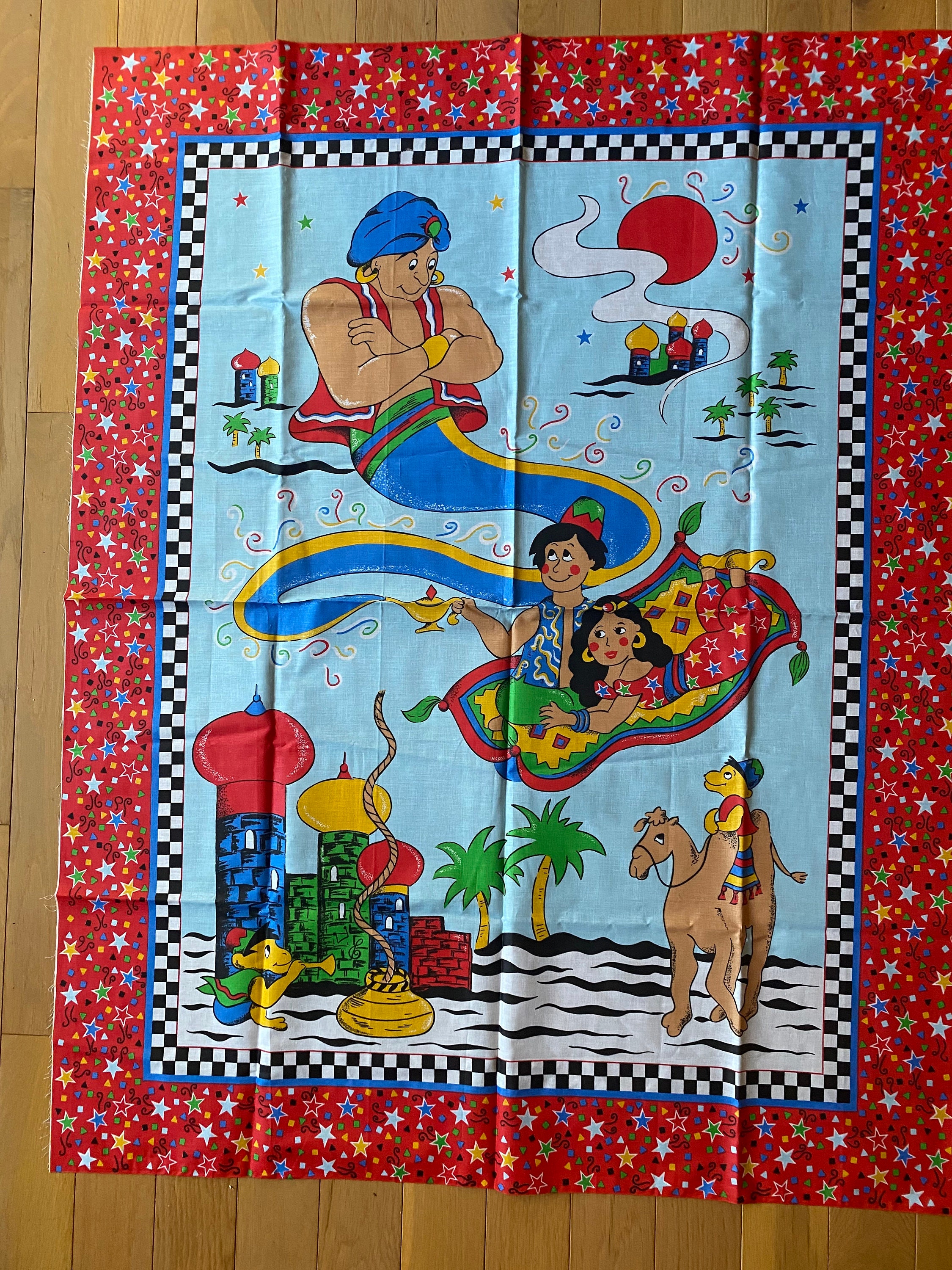 Aladdin / Genie / Jasmine (disney) Fabric Panel / Quilt Block