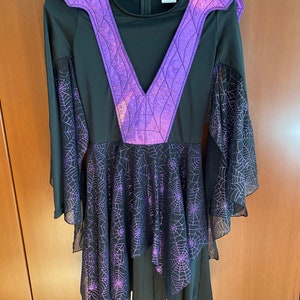 American Girl - Costume - Halloween - Children&#39;s Size Large - This can be a Bat, Witch or Spider Costume - Black, Purple Sparkle Spider Web