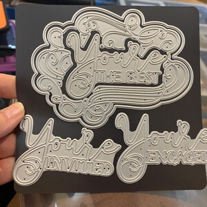 Poinçons décoratifs mot/dicton - Découpe en métal triple design - Vous êtes l'invité, la fiancée, le meilleur - création en papier, impression, fabrication de cartes