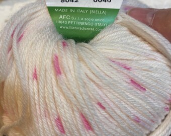 Sockengarn Filature Di Crosa - Elfenbein mit einem Hauch von Pink 5042 Strick- & Häkelgarn - 50 g - Neu - Made in Italy
