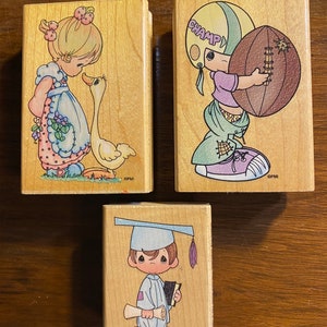 Precious Moments  Rubber Stamp Block Stampendous 1995/8 - paper crafting print card making great for kids - Choose: Girl / Boy / Graduate