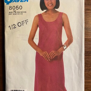 Misses / Damsommarklänning Shift Simplicity 8050 Mönster (oklippt) Easy Simple Sew storlek 10 till 14 - 1987