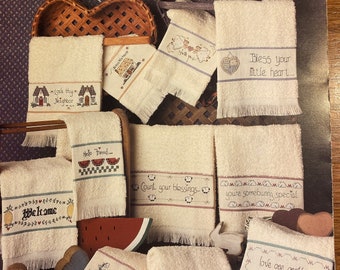 Sweet Sentiments For Borderline Towels Fingertips - Counted Thread Cross Stitch Chart , Cindy Grubb - towel edging- Leisure Arts 693 - 1988