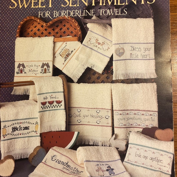 Sweet Sentiments For Borderline Towels Fingertips - Counted Thread Cross Stitch Chart , Cindy Grubb - towel edging- Leisure Arts 693 - 1988