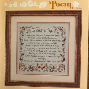 Grandmother&#39;s Poem Sampler Needlework Leaflet - Cross My Heart - Melinda - Counted Cross Stitch - Sampler Pattern - Chart - 1984