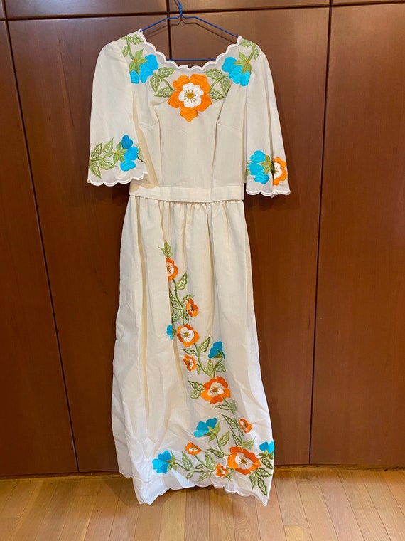 green emerald velvet dress Orange Embroidered Midi Dress for Vacation