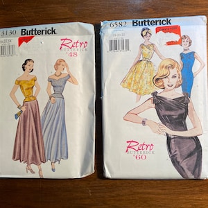 Misses Dress or Top and Skirt - Retro 1948 / 60 Pattern Butterick Pick 3130, 6582 - 2000 / 2001 - Adult Size 18, 20, 22, 24 - uncut