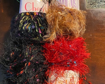 Moda Dea Fuzzy Yarn Skein Knitting / Crochet -  Choose  - Fur Ever, Frivolous or Cheri - 50 g with 49 to 83 yards - see choices