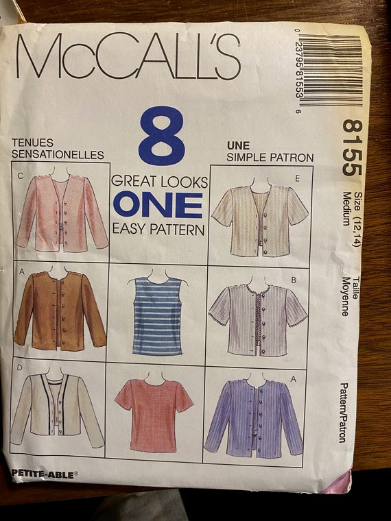 Jacket and Top McCall's 8155 Pattern uncut Easy | Etsy