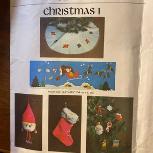 May include: A vintage sewing pattern for a Christmas tree skirt, stocking, and ornaments. The pattern is from Viking Sewing Machine Co., Inc. and costs $1.75. The pattern includes instructions for making a 13 1/2 inch by 36 inch (34 cm by 93 cm) tree skirt, a stocking, and a variety of ornaments.