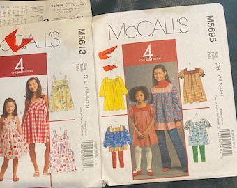 Dress / Top (4 Great Looks One Easy Pattern) Girls - Pattern - McCall's Pick: 5695 or 5613 -  Sizing 7, 8, 10, 12, 14 Uncut -