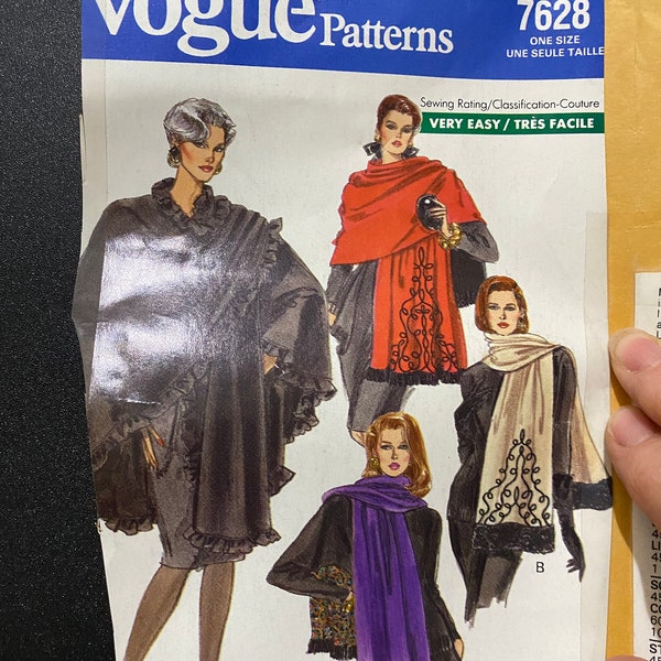 Poncho Scarf Stole Vintage Vogue  7628 Pattern  One Size  Fits All - Very Easy fun wrap