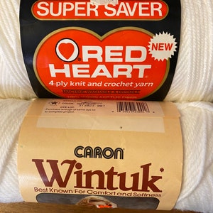 Pick a White: Red Heart or Caron -  Knit and Crochet Yarn - 3.5 oz to 8 oz - New - 4 ply