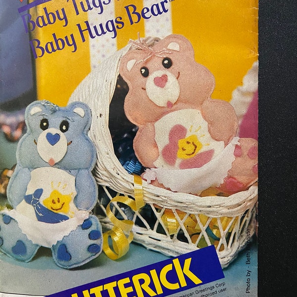 CARE BEAR Love-a-Lot-& Bedtime Bear Butterick Pattern 998 (non coupé) 1984 - Ornements - Étiquettes cadeaux - Baby Shower Favor etc