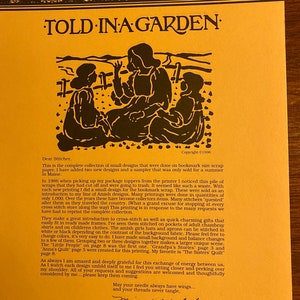 Told In A Garden  Bookmark Collection Cross Stitch Chart - Marilyn Leavitt Imblum - 1986/9 - little easy quick to complete Amish Designs