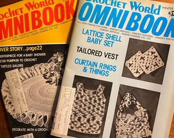Crochet World OmniBook Magazine: 1979 Choose Single Issue instructions / patterns - Sweaters, Afghans,  Doll Clothes, Doily etc