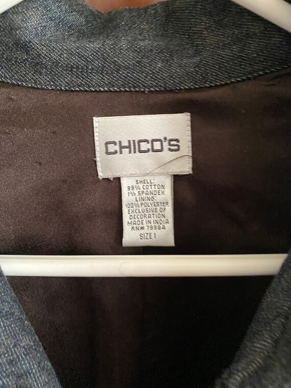 Ensemble CHICO'S 2 Pièces : Veste Taille 1 & Capri Taille 0 - Denim Stretch Corail, Très Bon état