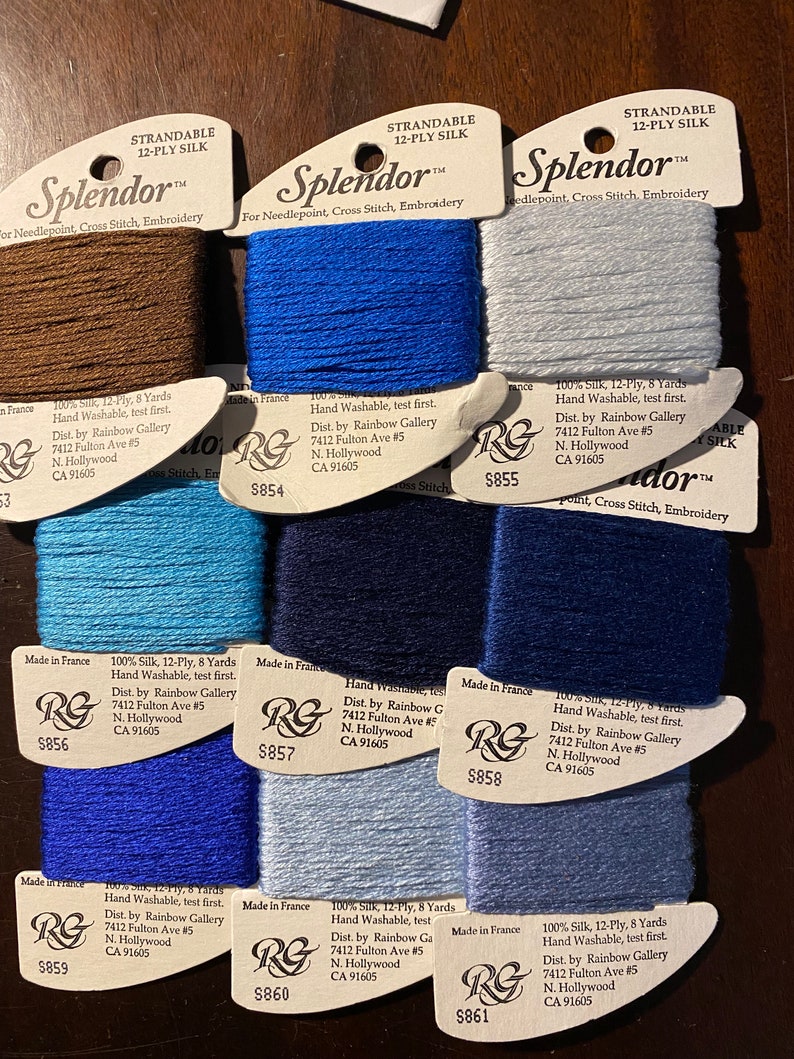 Splendor Silk No S800 to S869 - Specialty Needlework Floss Needlepoint ...
