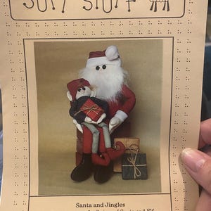 Santa and Elf Jingles  Cloth Doll / Pattern by Soft Stuff - 25&quot; & 15” Christmas - No 120  - Uncut
