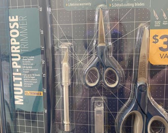 Westcott Set / Paper Crafts / Sewing / QUILTing 1) 8" & 5" Scissors 2) Cutting Mat / Board 3) 12" Trimmer 4) Hobby Knife w blades - New