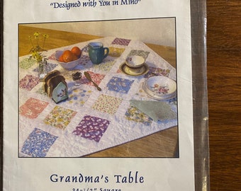 Grandma's Table Quilted Table Cover / Runner Deborah's Designs, LLC #82  - Table Runner -  Quilt Techniques / Patterns / Instructions - 2007