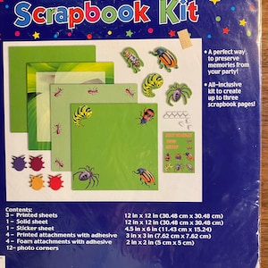 Scrap-booking, Papercraft, embellissements photo - Bugs Araignées Insectes - non ouvert - 3 Feuilles Imprimées 12" x 12" - Vert & Autocollants