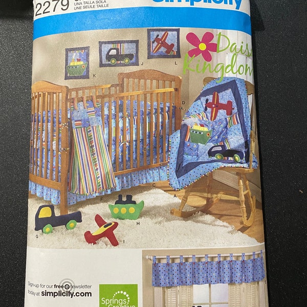 Daisy Kingdom Nursery Set with Baby Quilt, Bumper Pad, Dust Ruffle, Sheets, Diaper Stacker, Wall Hanging, Toys PATTERN - Simplicity 2279
