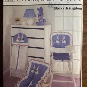 Daisy Kingdom Nursery Infant Accessories - Seat Cover, Diaper Stacker, Chair Pad, Bunny Toy Pattern 1986 - Simplicity 7362