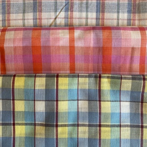 Pick a Plaid  Fabric - Yellow / Blue  - Pink / Orange - Pink / Blue