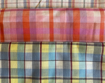 Pick a Plaid  Fabric - Yellow / Blue  - Pink / Orange - Pink / Blue