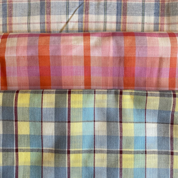 Pick a Plaid  Fabric - Yellow / Blue  - Pink / Orange - Pink / Blue