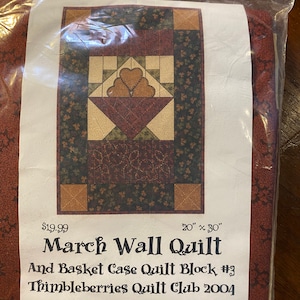 Trio of Baskets Wall Quilt Kit - 24&quot; x 52&quot; - New Ready to Cut and Sew - Quilting Supply  Brown Tones - 2004