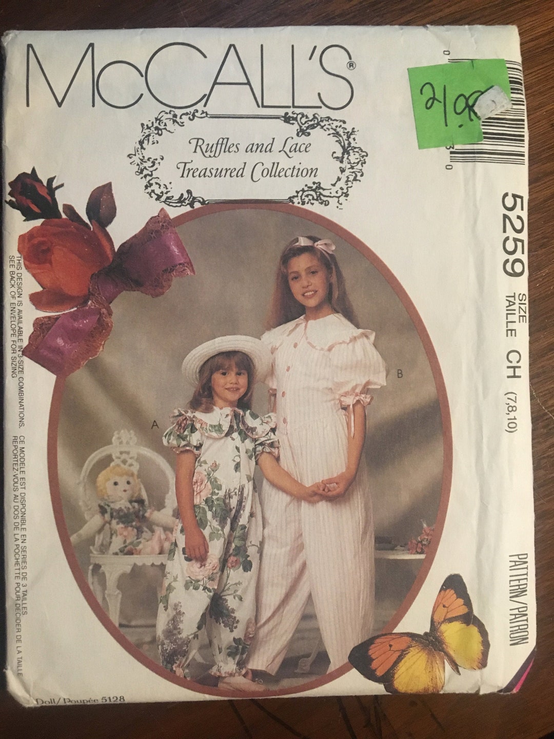 Child's / Girl's Jumpsuit and Doll's (22") Clothes Pattern. Mccall's ...