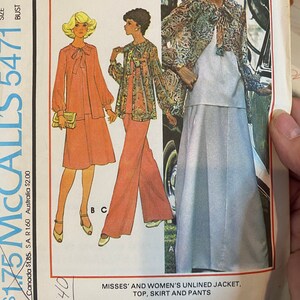 Misses Jacket, Top, Pants, Skirt Outfits McCall&#39;s 5471   Pattern - Adult Size 16  -  1977 - Perfect Casual Wardrobe