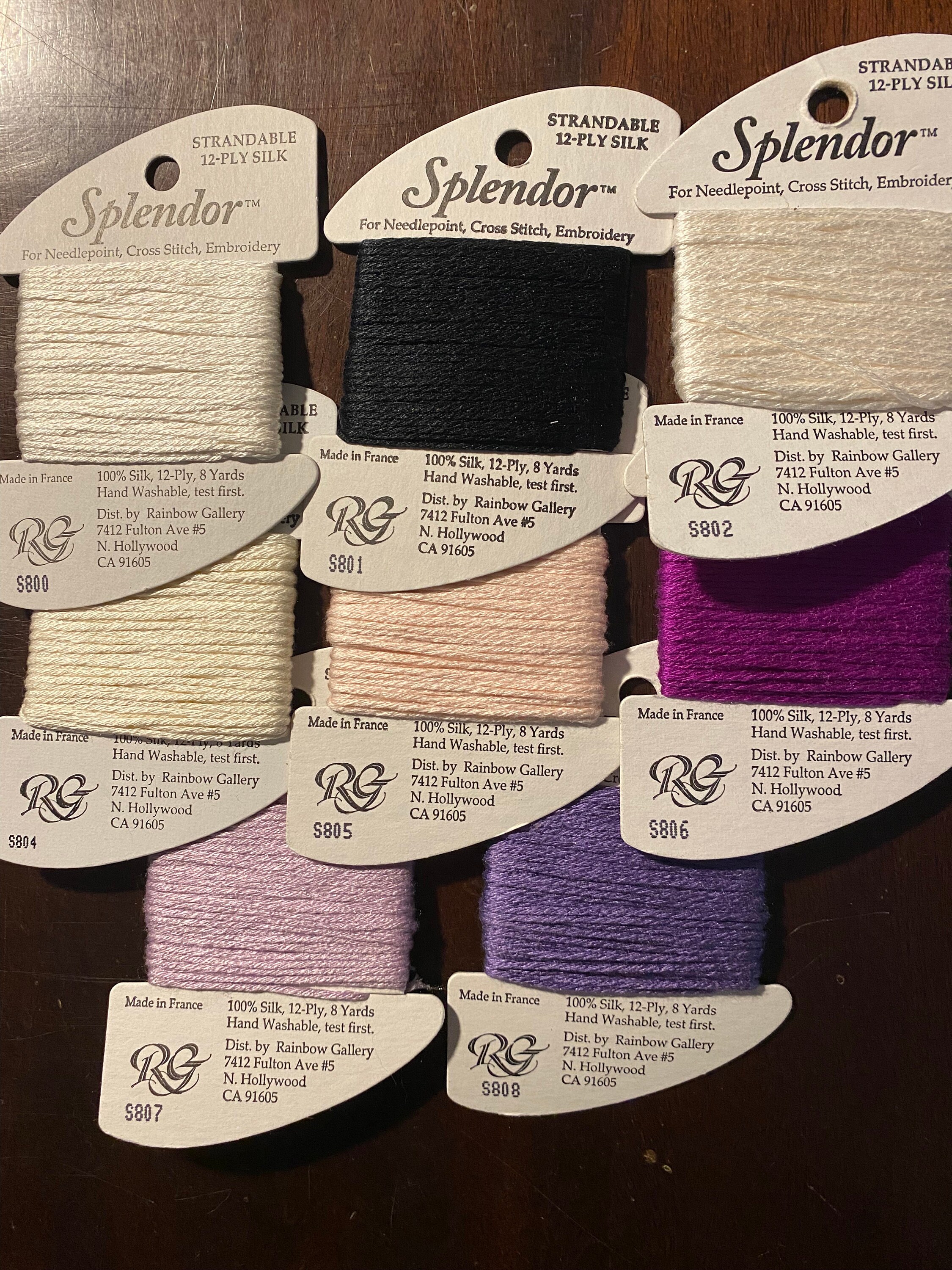 Splendor Silk No S800 to S869 - Specialty Needlework Floss Needlepoint ...