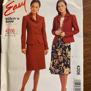 Misses Dress Skirt & Jacket McCall&#39;s Stitch &#39;N Save 4206  Easy Pattern - Adult Size A ( 10, 12, 14) uncut -  2003