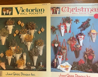 Wandzakken Kies: Kerstmis of Victoriaans - June Grigg Borduurmotieven - Kruissteek - Steek / Techniek / Grafiek / 1989/90