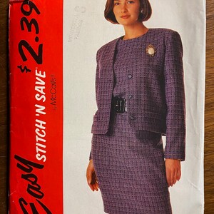 Misses Vestido y Chaqueta McCall&#39;s Stitch &#39;N Save 5576 Easy Pattern - Tamaño adulto B (14, 16, 18) Líneas clásicas - 1991