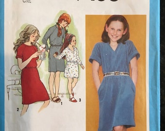 Child's / Girl's Easy stretch Knit Dress Simplicity 9486 Pattern. (Time Saver) Size H (7 - 8 - 10)