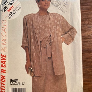 Misses Shift Dress & Jacket McCall&#39;s Stitch &#39;N Save 3401 Patrón fácil - Tamaño adulto 12 - 14 - 16 Líneas clásicas - 1987