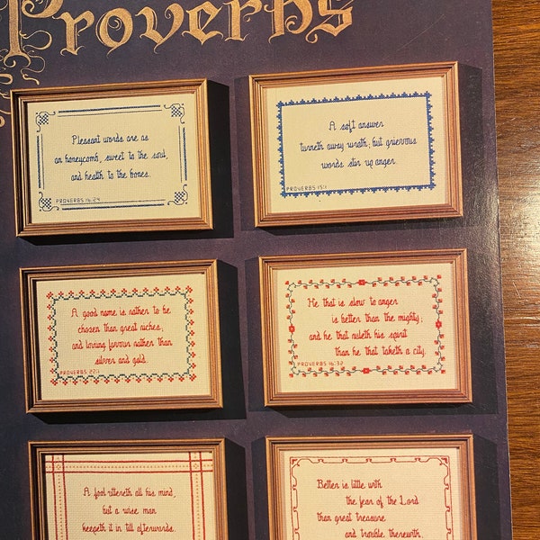 Proverbs Biblical Verses  - Harriette Tew - Counted Thread Cross Stitch Charts - Sampler - Bible - Saying Religious - 1982