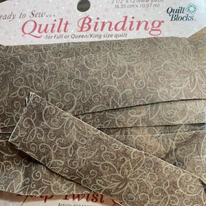 Quilt Binding Precut & Folded for Quick Easy Sewing - Tulip Twist Quilt, Coordinate w/ Joann&#39;s Quilt 2 1/2&quot; x 12 yd Brown  / Flower