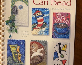May include: A book titled "Bead All You Can Bead" by Amy Loh-Kupser, Volume II. The book cover features colorful beaded designs of a bird, a lighthouse, a cup of coffee, a building, a swan, and an abstract design.