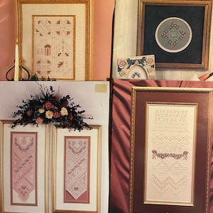 Cross Stitch Enhanced w/ Hardanger - Embroidery -  Emie Bishop  Cross N Patch - Choose - Guide, Chart, Counted Thread Needlepoint Design