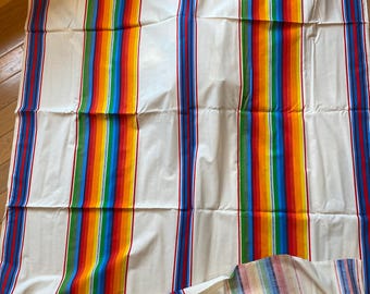 Fiesta Stripes  Multi Colored fabric with Fun Bright Strips of Colors - Ivory Background - 46" x 44" wide - Green / Yellow /  Red / Blue